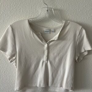 Aritzia Cream Buttoned Crop Top